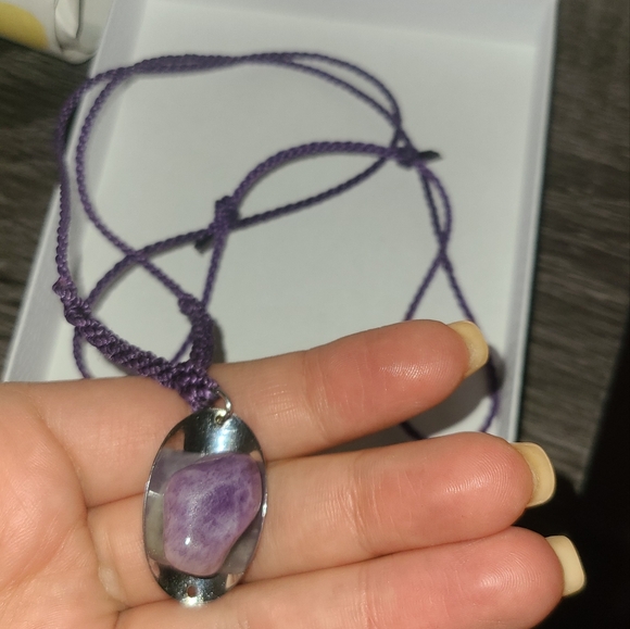 Handmade Adjustable Necklace Color: Purple - Picture 2 of 4